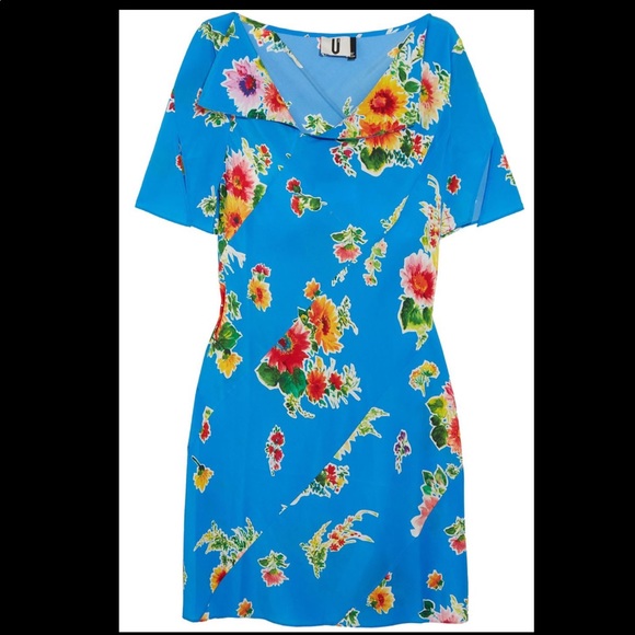 topshop blue silk dress